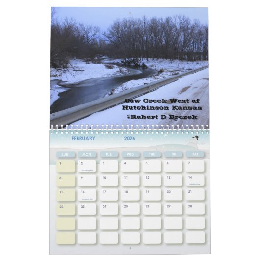 動物が付いているカンザスの景色および日没のカレンダー カレンダー (2月 2026)