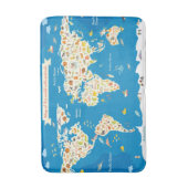 動物が付いている世界の地図をからかいます バスマット (正面縦)