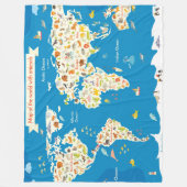 動物が付いている世界の地図をからかいます フリースブランケット (正面)