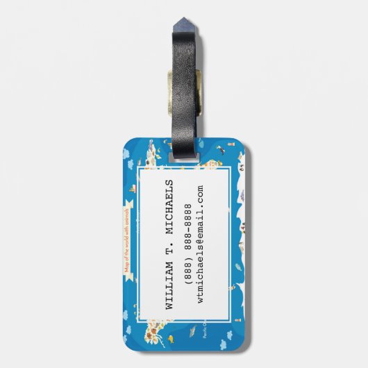 動物が付いている世界の地図をからかいます ラゲッジタグ (裏面縦)