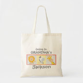 動物が付いている祖母のバッグに行っている女の子および男の子 トートバッグ (正面)