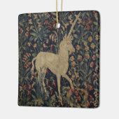 動物が付いている"Millefleurs"の寓話的なタペストリー セラミックオーナメント (左)