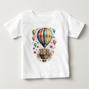 動物が可愛い気球 ベビーTシャツ