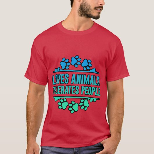 動物が好きで人間が我慢できる少年 Tシャツ (正面)