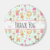 . .動物が幸せになったかわいい柄とおもちゃありがとう マグネット (正面)