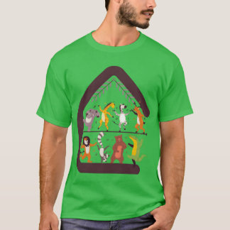 動物が楽しくパーティーで踊る家族 Tシャツ