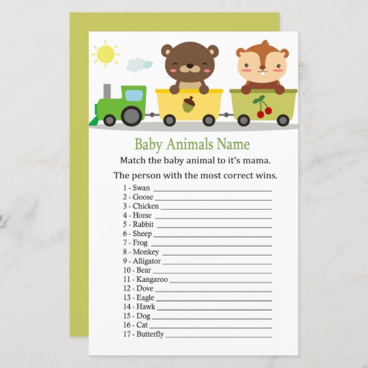 動物が赤ちゃん動物の名前ゲームをトレーニング (正面/裏面)