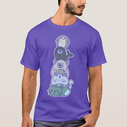 動物が重なった海洋生物学者のギフト 少年 Tシャツ (正面)