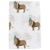 動物が集まるライオンのジャングルパーティー ミディアムペーパーバッグ (正面)