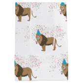 動物が集まるライオンのジャングルパーティー ミディアムペーパーバッグ (裏面)