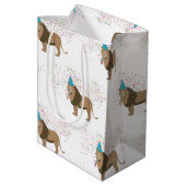 動物が集まるライオンのジャングルパーティー ミディアムペーパーバッグ (裏面アングル)