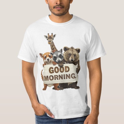 動物さん、おはようございます、 Tシャツ (正面)