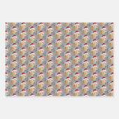 動物たちが赤いサンタ・ハットを着て休暇 ラッピングペーパーシート (正面3)