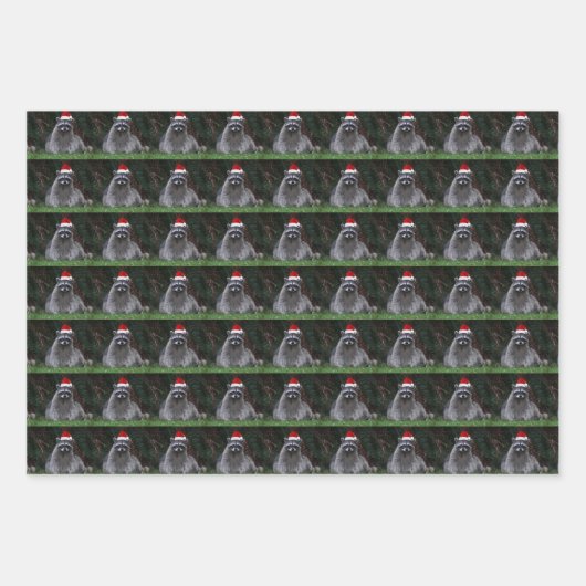 動物たちが赤いサンタ・ハットを着て休暇 ラッピングペーパーシート (正面)