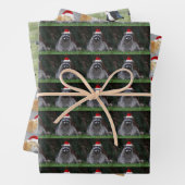 動物たちが赤いサンタ・ハットを着て休暇 ラッピングペーパーシート (インサイチュ)