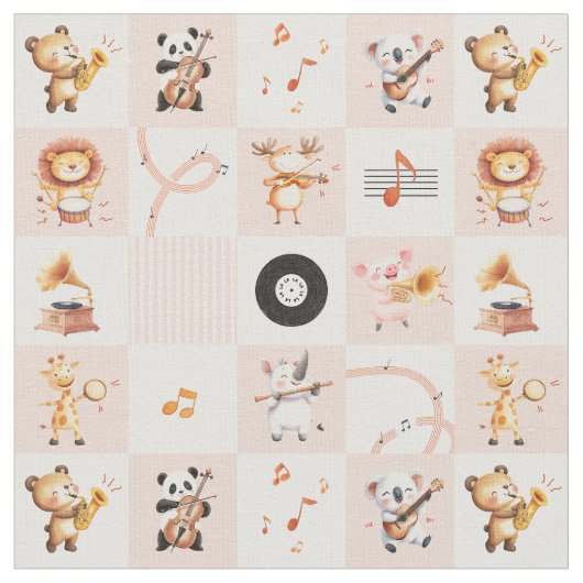 動物たちが音楽を演奏したり歌を歌ったり ファブリック (クローズアップ)