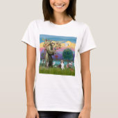 動物たちと共に描かれた聖フランチェスコ - カスタマイズ可能 Tシャツ (正面)