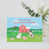 動物たちのいる納屋の誕生日パーティーお礼カード サンキューカード (スタンド正面)