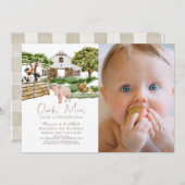 動物たちの牧場 水彩写真 1歳誕生日 招待状 (正面/裏面)