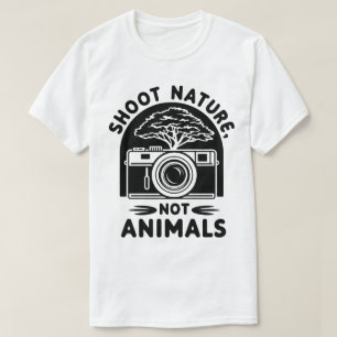 動物ではなく自然を撮ろう カメラデザイン Tシャツ