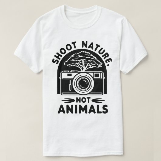 動物ではなく自然を撮ろう カメラデザイン Tシャツ (デザイン正面)
