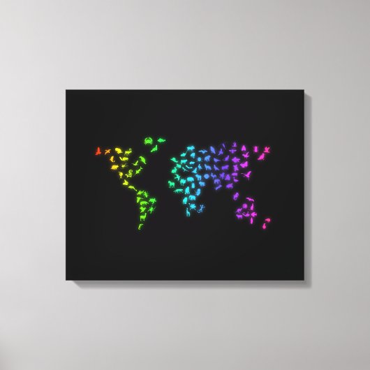 動物で作られた世界地図 キャンバスプリント (正面)