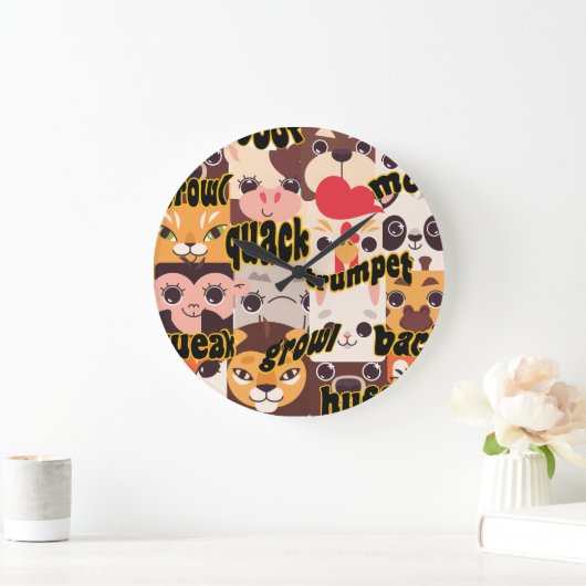 動物とその音の壁時計 ラージ壁時計 (ホーム)