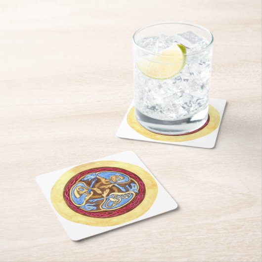 動物との無限の結び目 スクエアペーパーコースター (インサイチュ)