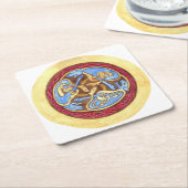 動物との無限の結び目 スクエアペーパーコースター (アングル)