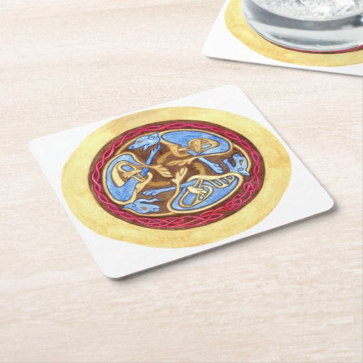 動物との無限の結び目 スクエアペーパーコースター (アングル)