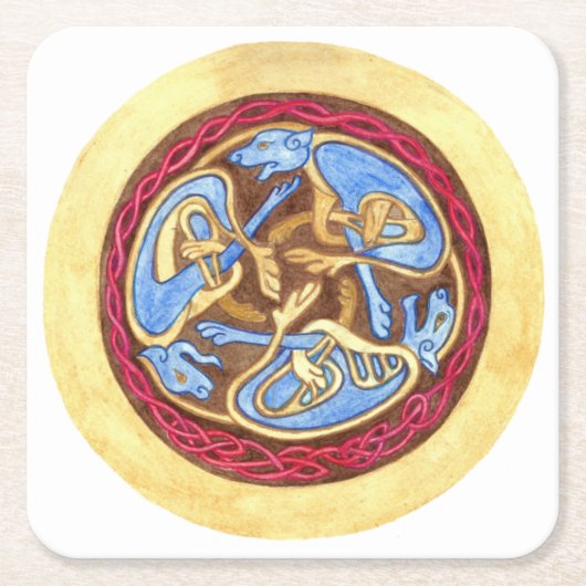 動物との無限の結び目 スクエアペーパーコースター (正面)