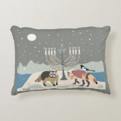 動物との砂漠の生命ハヌカーの賢明な(ユダヤ教)メノラー アクセントクッション (正面)