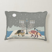 動物との砂漠の生命ハヌカーの賢明な(ユダヤ教)メノラー アクセントクッション (裏面)