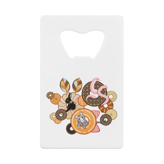 動物とドーナッツ(リメイク)/Animal and doughnut (Remake) クレジットカード栓抜き (正面)