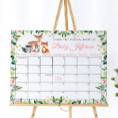 動物とピンクのバラの出産予定日カレンダー ポスター