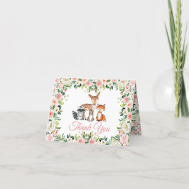 動物とピンクローズベビーシャワーサンキューカード サンキューカード