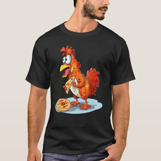 動物とファストフード ピザ チキン Tシャツ (正面)