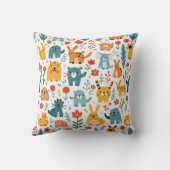 動物とベージュ色の枕クッション クッション (裏面)