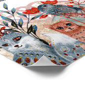 動物と一緒に赤と青のポスターベビーシャワー ポスター (角)