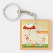 動物と傘を使った赤ちゃんシャワー列車 キーホルダー (正面)