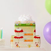 動物と傘を使った赤ちゃんシャワー列車 ラッピングペーパー