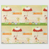 動物と傘を使った赤ちゃんシャワー列車 ラッピングペーパー (フラット)