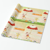 動物と傘を使った赤ちゃんシャワー列車 ラッピングペーパー (アンロールド)