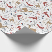 動物と冬の植物のクリスマスパターン ラッピングペーパー (角)