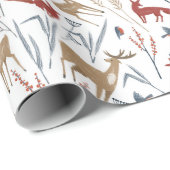 動物と冬の植物のクリスマスパターン ラッピングペーパー (ロールコーナー)