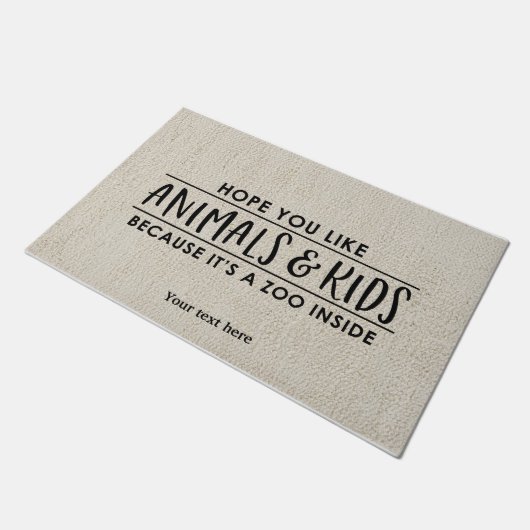 動物と子供が好きでいることを願う ドアマット (アングル)