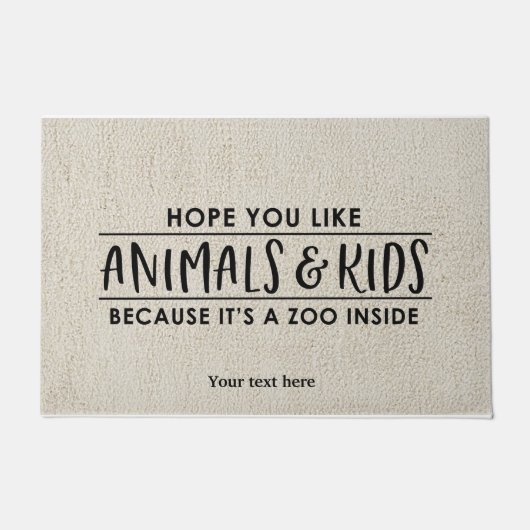動物と子供が好きでいることを願う ドアマット (正面)