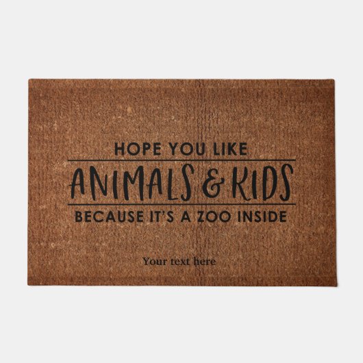 動物と子供が好きでいることを願う ドアマット (正面)