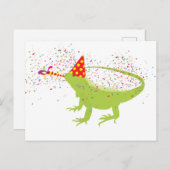 動物と提携するイグアナトカゲのパーティー シーズンポストカード (正面/裏面)
