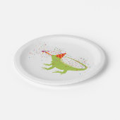 動物と提携するイグアナトカゲのパーティー ペーパープレート (アングル)